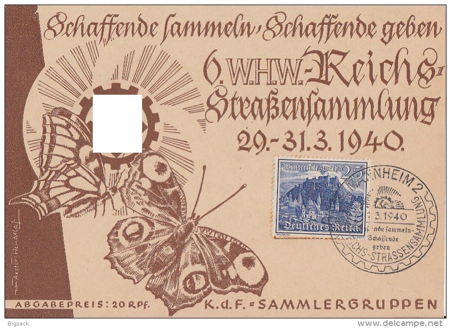 DR Karte 6. WHW-Reichs-Straßensammlung Minr.737 SST Mannheim - Sonstige & Ohne Zuordnung