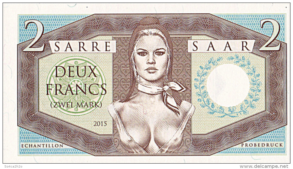 Saar  2 Francs Brigitte Bardot 2015 Essai, Spécimen UNC - [ 8] Saarland