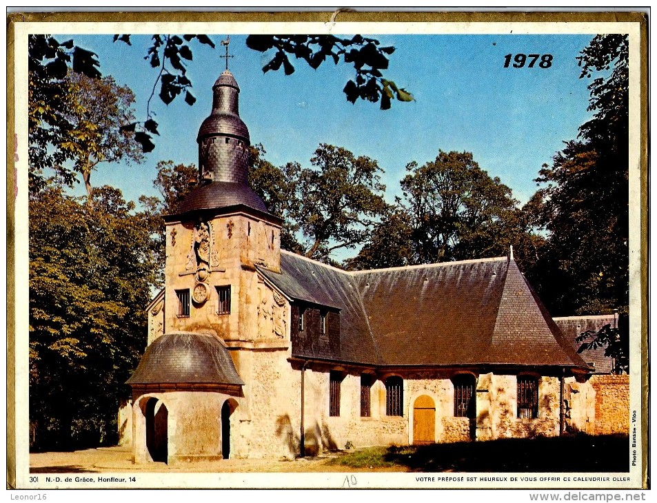 ALMANACH DES P.T.T 1978   -  ** NOTRE DAME DE GRÂCE à HONFLEUR (14) **  - Calendrier *OLLER * N° 301 - Grand Format : 1971-80