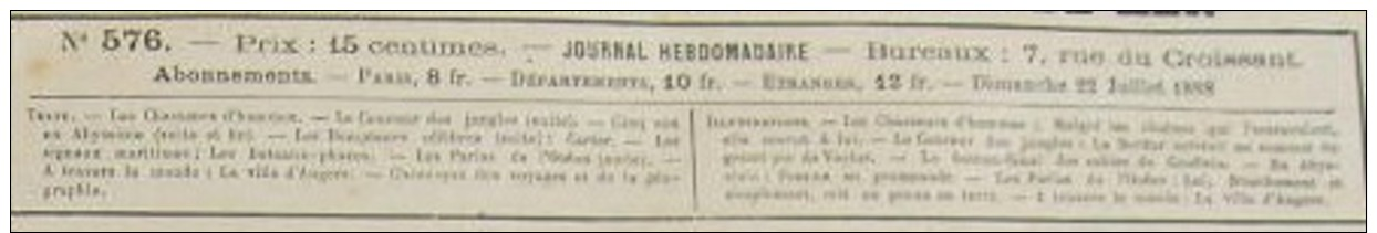 J.DES VOYAGES N°576:ANGERS/DOMPTEURS CELEBRES:CARTER/ABYSSINIE/LES MINQUIERS JERSEY GUERNESEY - 1850 - 1899