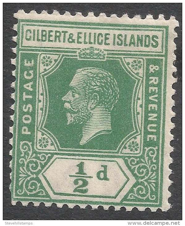 Gilbert And Ellis Islands. 1922-27 KGV . ½d MNH. Mult Script W/M SG 27 - Isole Gilbert Ed Ellice (...-1979)