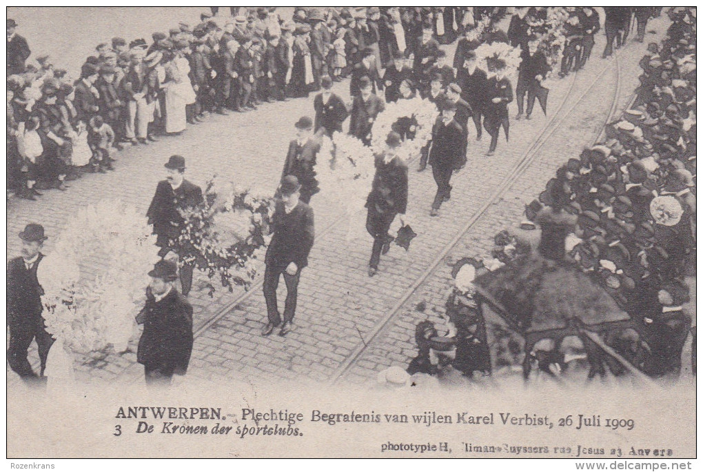 Antwerpen Begrafenis Karel Verbist 3 "kronen Der Sportclubs" Funeral Cyclist Cyclisme Cycling Wielrenner 1909 - Wijnegem