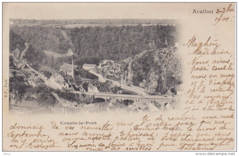 YONNE - AVALLON - Cousin Le Pont  ( - Carte Pionnière - Timbre à Date De 1900 ) - Avallon