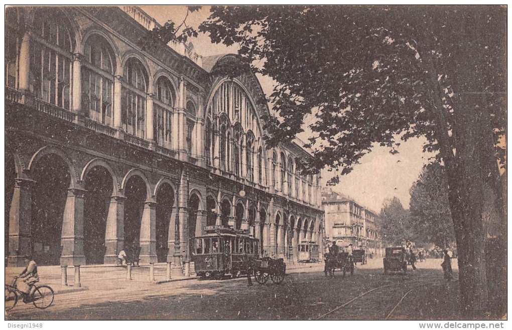 04984 "TORINO - STAZIONE PORTA NUOVA" TRAMWAY, AUTO, CICLI, CARRI E CARROZZE, ANIMATA.  CART. POST. ORIG. NON SPEDITA. - Stazione Porta Nuova