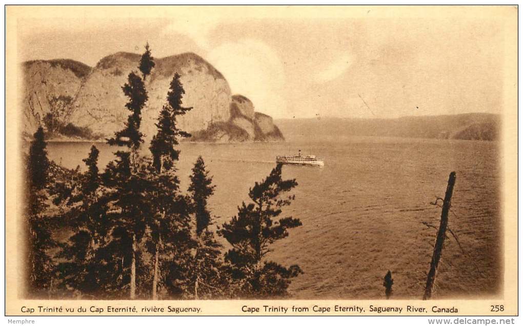 Sepia Pictorial Postcard  -Cape Trinity From Cape Eternity, Saguenay River, Quebec .  #258  Unused - 1903-1954 Rois