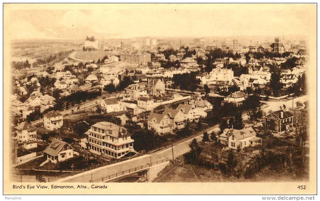 Sepia Pictorial Postcard  -Bird's Eye View, Edmonton, Alberta .  #452   Unused - 1903-1954 Kings