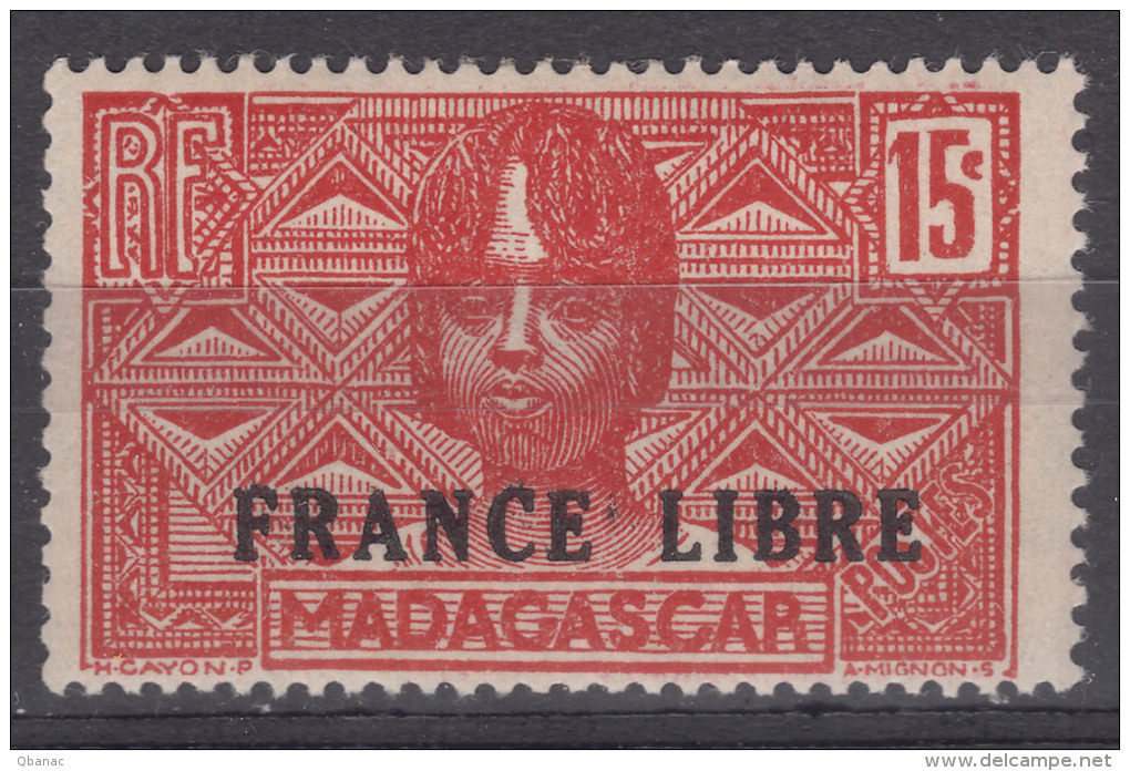 Madagascar 1942 FRANCE LIBRE Overprint Stamp, Mint Lightly Hinged - Unused Stamps