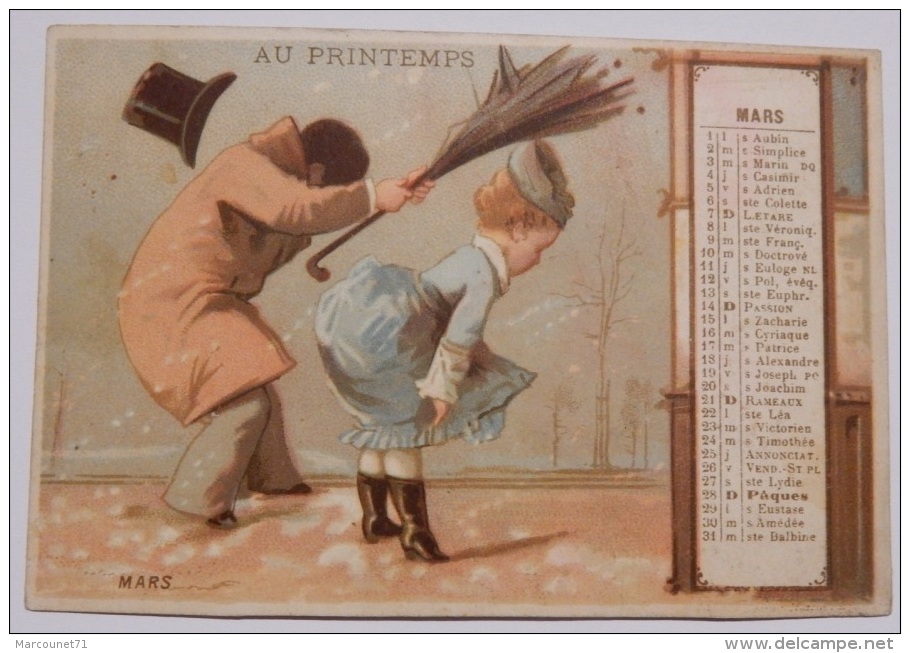 ANCIEN CHROMO MAGASIN AU PRINTEMPS PARIS CALENDRIER MARS - Autres & Non Classés