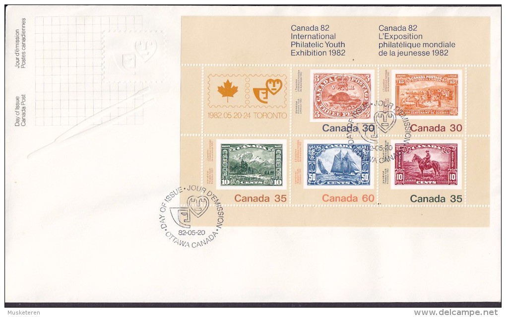 Canada Premier Jour Lettre FDC Cover 1982 Block 2 Miniature Sheet Stamp Exhibition CANADA ´82 - 1981-1990
