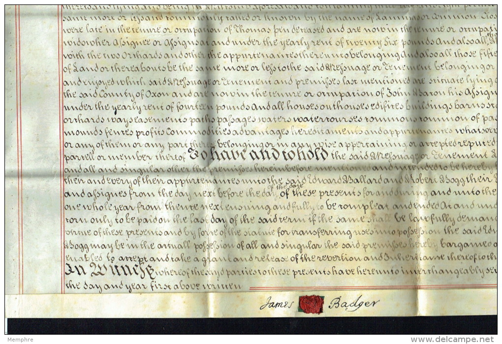 1747  Indenture For The Sale Of Land And Buildings In South Trenton, Oxon County - Historical Documents