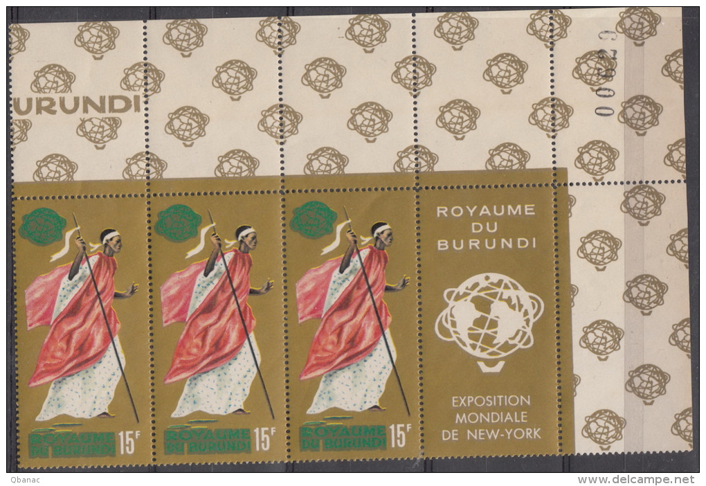 Burundi 1964 Mi#117 Block Of Three Pieces, Mint Never Hinged - Nuevos