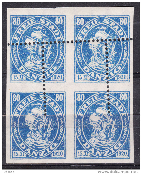 Danzig 1921 Mi#57 Piece Of Four Perforation Error, Mint Hinged - Other & Unclassified