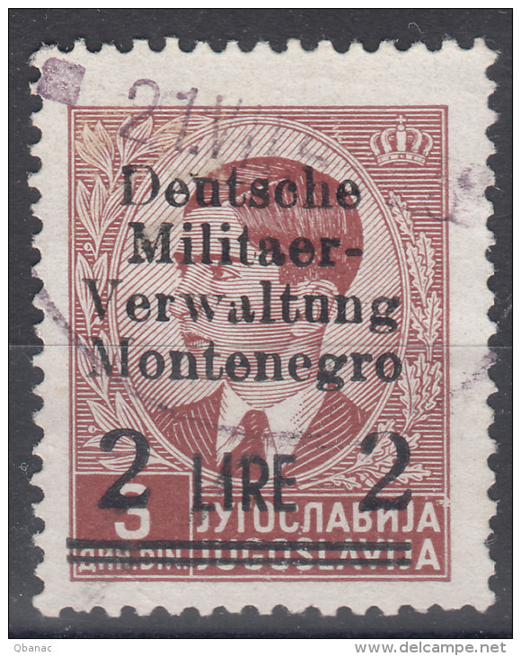 Germany Occupation Of Montenegro 1943 Mi#4 Used, Untypical Error - Missing Part Of Right "2" - Occupation 1938-45