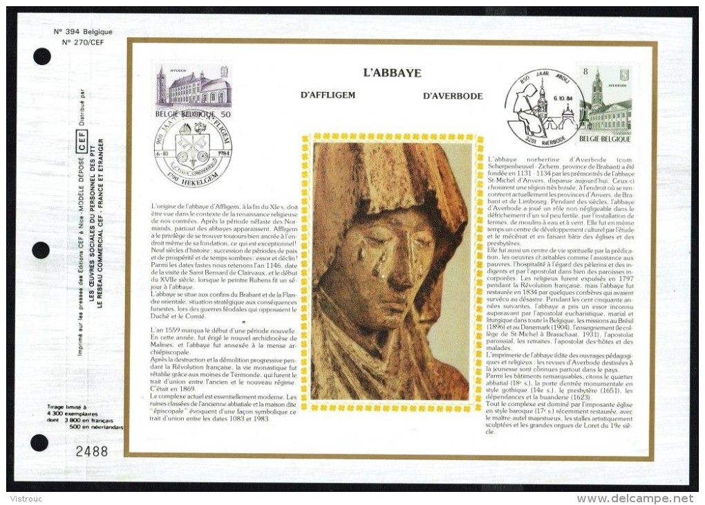 2 FDC  Soie Gd  Format  COB N° 2146 / 49 - ABBAYES - Oblitérations Diverses - 6/10/1984. - 1981-1990