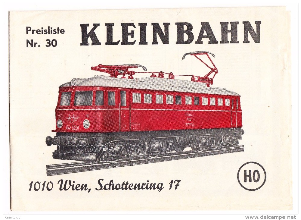 Preisliste Nr. 30 - KLEINBAHN  HO -1973 - Wien / Österreich - Erich Klein - Allemagne