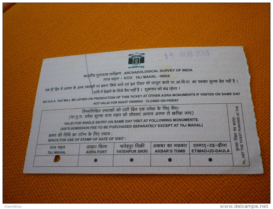 Taj Mahal India Museum Ticket (hologram) - Tickets - Vouchers