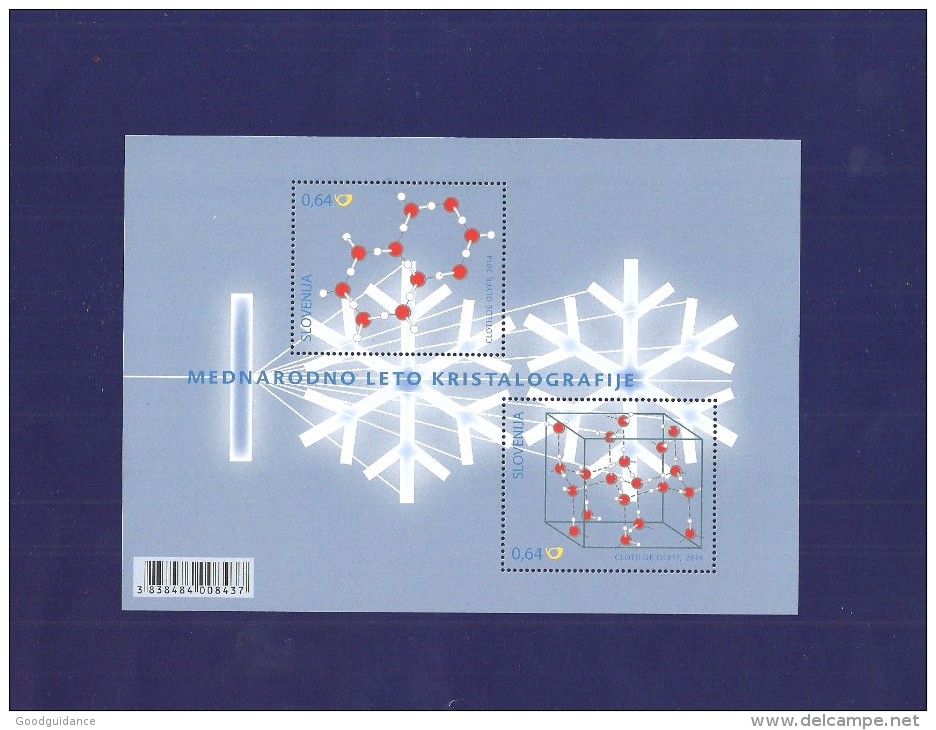 2014-Slovenia- The International Year Of Crystallography 2014 - Joint Issue Slovenia - Belgium- Minisheet MNH** - Emissioni Congiunte