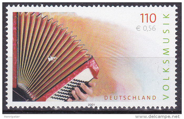 Timbre-poste Gommé Neuf** - Musique Populaire L'accordéeon - N° 2012 (Yvert) - Allemagne Fédérale 2001 - Unused Stamps