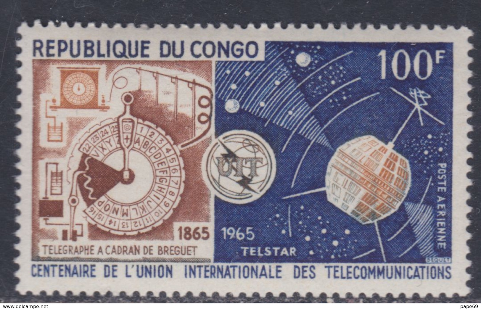 Congo PA N° 28  XX  Centenaire De L'Union Internationale Des Télécommunications Sans Charnière, TB - Mint/hinged