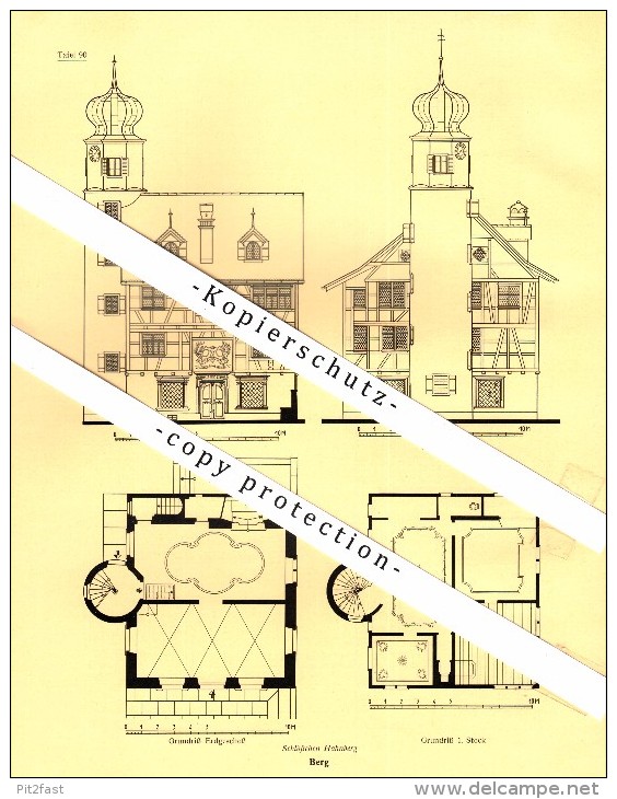 Photographien / Ansichten , 1937 , Berg , Schloss Pfauenmoos , Prospekt , Fotos , Architektur !!! - Berg