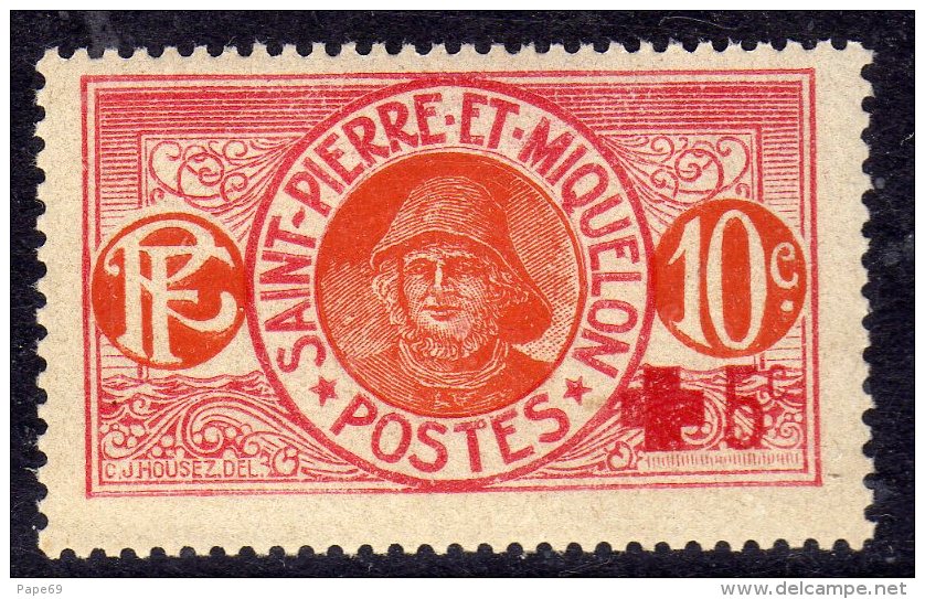 St Pierre Et Miquelon N° 105 XX Au Profit De La Croix-Rouge : + 5 C. Sur 10 C. Sans Charnière, TB - Unused Stamps