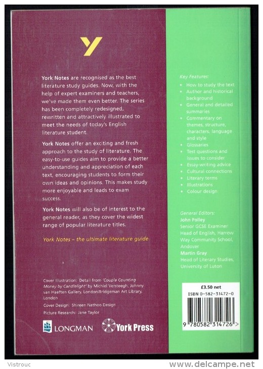 YORK NOTES ON "  Silas Marner ", By George ELIOT - Notes By Clare FINDLAY  (2 Scans). - Otros & Sin Clasificación