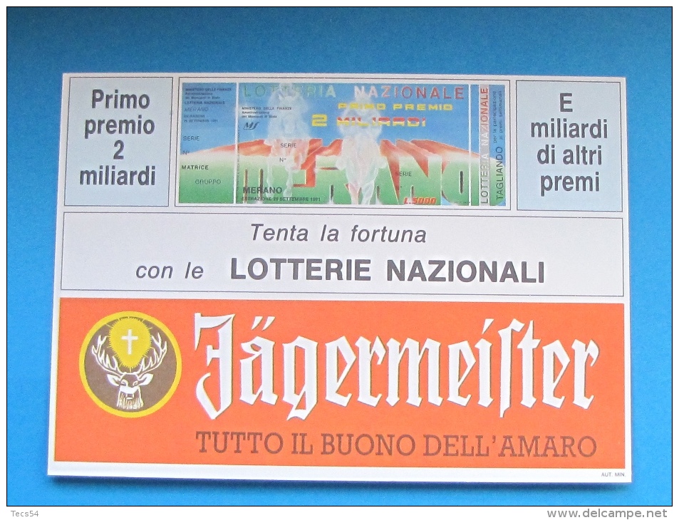 1991 CARTOLINA LOTTERIA MERANO - Biglietti Della Lotteria