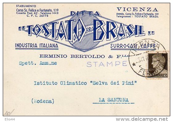 Vicenza - DITTA " TOSTATO  BRASIL "  VICENZA - Di Erminio Bertoldo E Fratello - - Vicenza