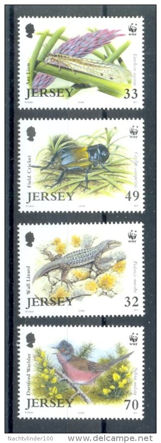 Ncw345s WWF VOGELS REPTIEL INSECTEN MIER BIRDS INSECTS ANT LION FIELD CRICKET WARBLER WALL LIZARD JERSEY 2004 PF/MNH - Collections, Lots & Series