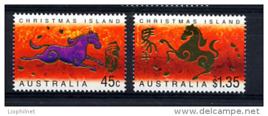 CHRISTMAS ISLAND 2002, ANNEE DU CHEVAL, 2 Valeurs, Neufs / Mint. R1518 - Astrologie