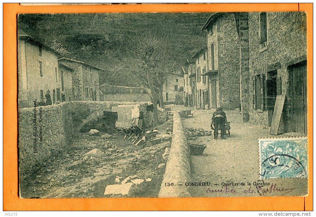 MBV-08  Condrieu  Quartier De La Garenne , Ouvrier Au Premier Plan. Cachet Frontal 1907 - Condrieu