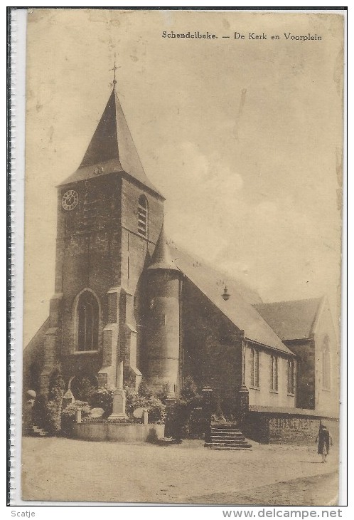 Schendelbeke.  -  De Kerk En Voorplein (uit Plakboek) - Geraardsbergen