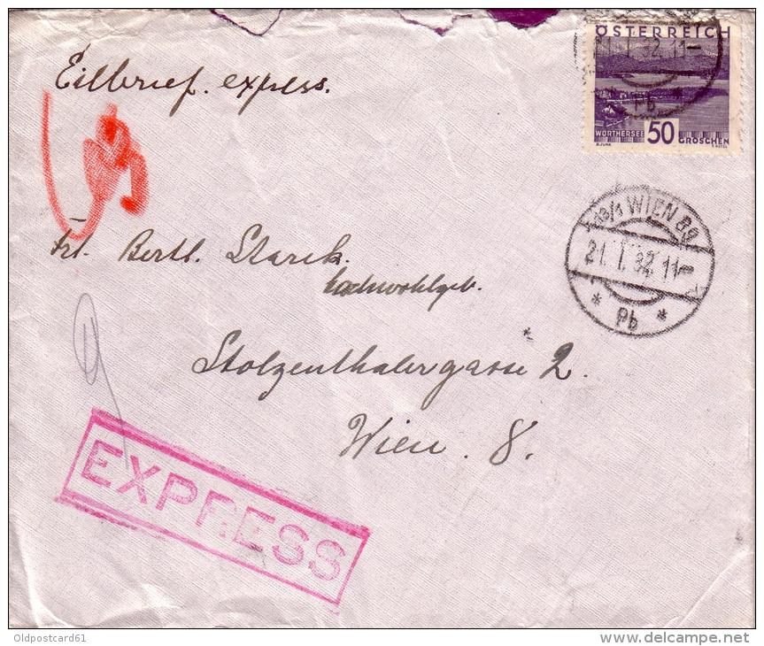 Brief  EXPRESS / EILBRIEF Von ZWETTL Nach WIEN Am 21.01.1932 - Covers & Documents