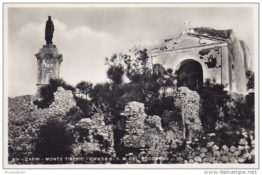 Italy PPC Capri - Monte Tiberio Chiesa Di S. M. Del Soccorso Ediz. Vincenzo Carvallo Echte Real Photo Vera (2 Scans) - Carpi