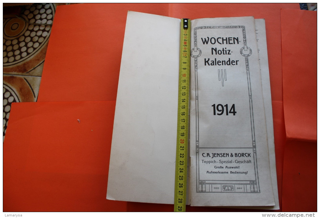 1914 WOCHEN NOTIZ KALENDER SPEZIAL-GESCHAFT-L.JENSEN BORK HAMBURG C.A.J.& B=>GROSSER BURSTAH-GEGENUBER DEM HOPFENMARKT - Sonstige & Ohne Zuordnung