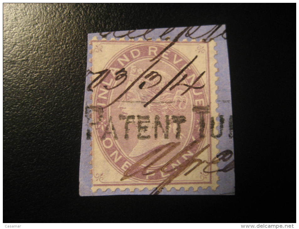 Inland Revenue PATENT Cancel One Penny On Piece Revenue Fiscal Tax Postage Due Official England UK GB - Steuermarken