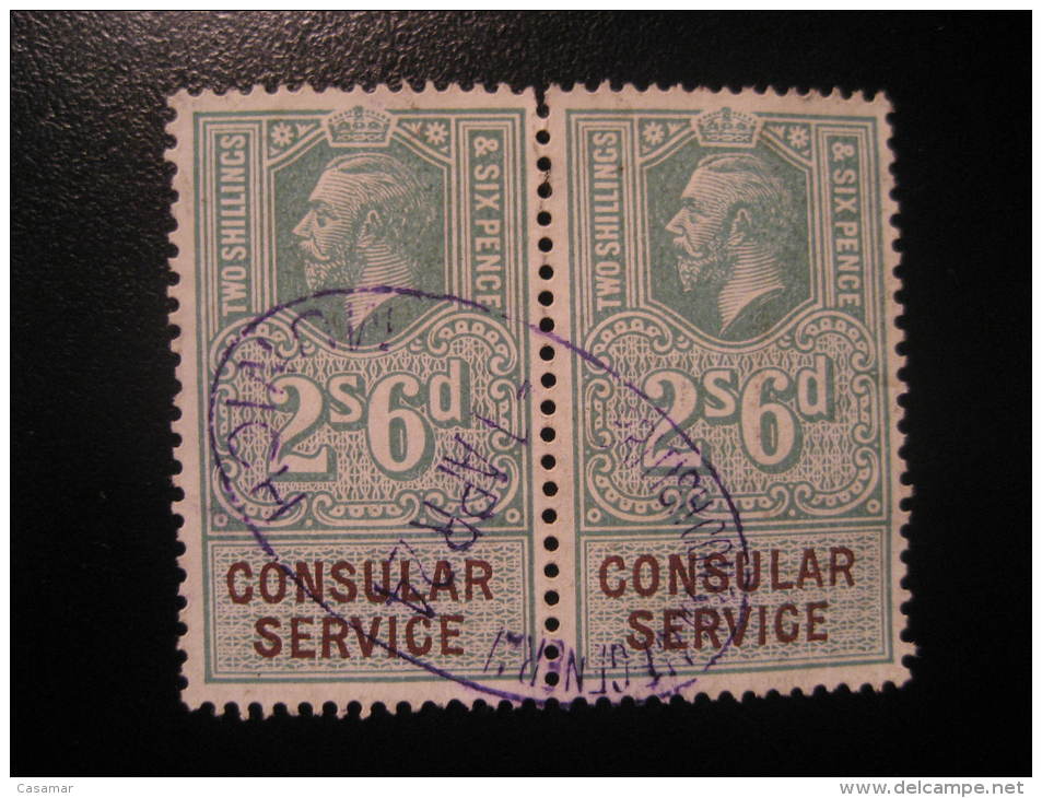 MUNICH Consular Service 2 Shillings 6d X2 Pair Germany ? Revenue Fiscal Tax Postage Due Official England UK GB - Steuermarken