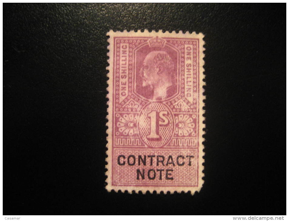 Contract Note 1 Shilling On Piece Revenue Fiscal Tax Postage Due Official England UK GB - Fiscaux