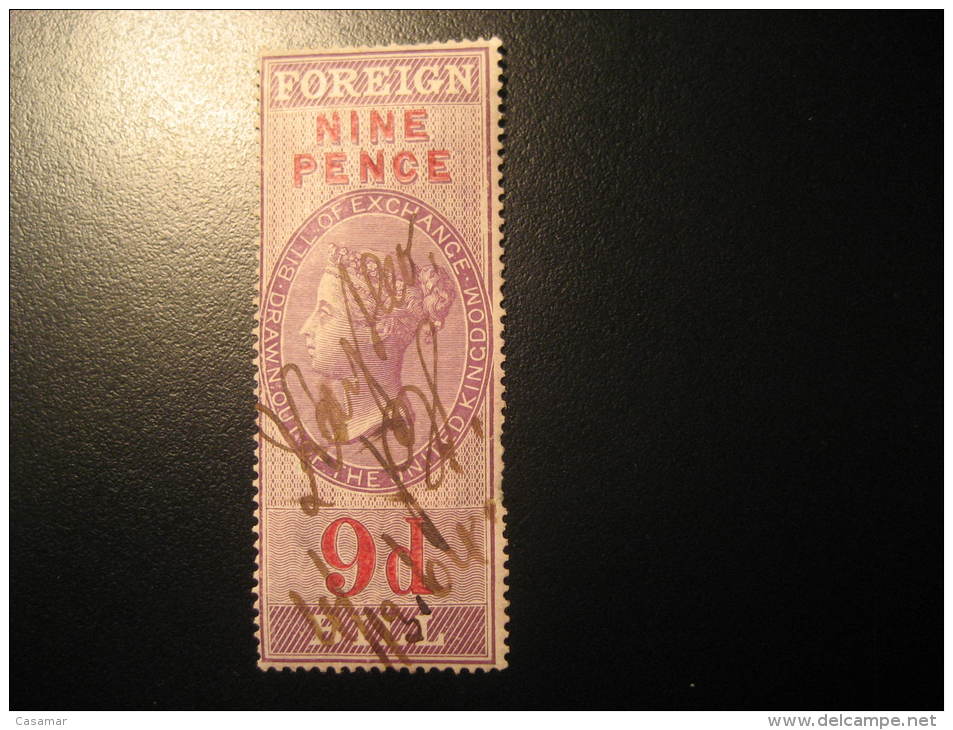 Foreign Bill 9 Pence Revenue Fiscal Tax Postage Due Official England UK GB - Revenue Stamps