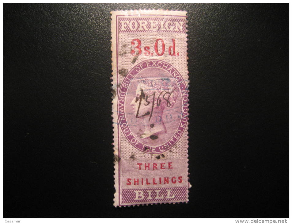 Foreign Bill 3 Shillings Revenue Fiscal Tax Postage Due Official England UK GB - Revenue Stamps