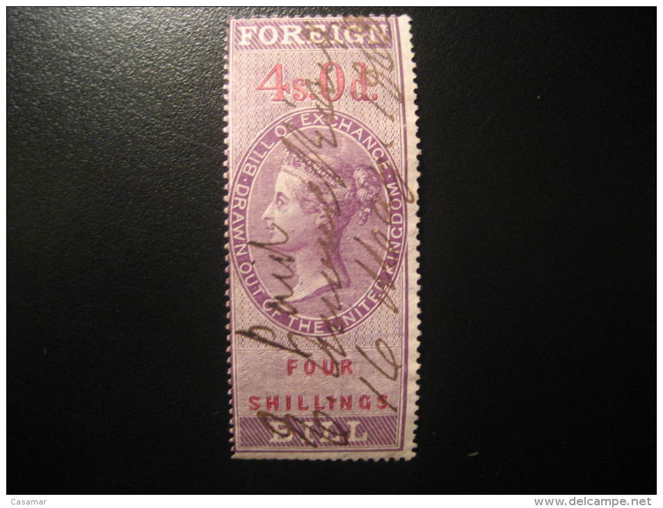 Foreign Bill 4 Shillings Revenue Fiscal Tax Postage Due Official England UK GB - Revenue Stamps