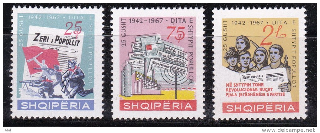 Albanie 1967 N°Y.T. :  1009 à 1011 ** - Albania