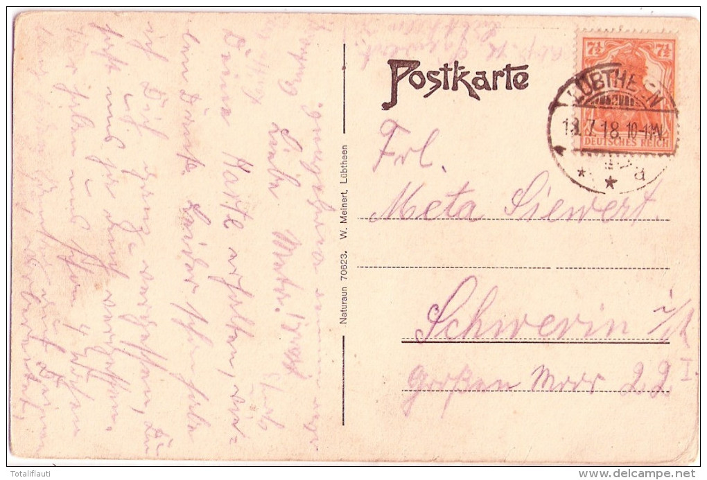 LÜBTHEEN Mecklenburg Postamt Einspänner Einachs Kutsche Oldtimer Kabriolett 18.7.1918 Gelaufen - Hagenow