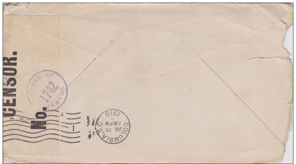 Cuba; Censored Cover To USA 1918 - Lettres & Documents