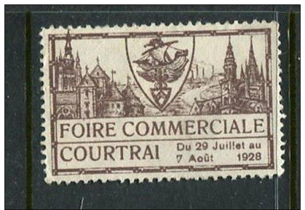 1928 Foire Commerciale Courtrai Poster Stamp Vignette Label No Gum 1 3/4 X 1 1/8" - Cinderellas