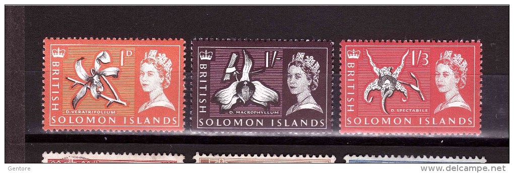 SOLOMON ISLANDS 1965 Odd Value Definit. Issue  Yvert Cat N°111-118-119 Mint Hinged - Solomon Islands (1978-...)