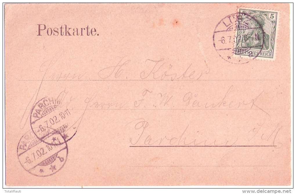 GISCHOW Bei Lübz Gasthof Pferde Kutsche Stellmacherei Ackerwagenräder 6.7.1902 Gelaufen - Lübz