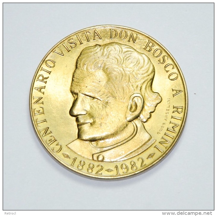 Medal 1982 - Centenario Visita Don Bosco A Rimini Signed Guido Angelini - Royaux/De Noblesse