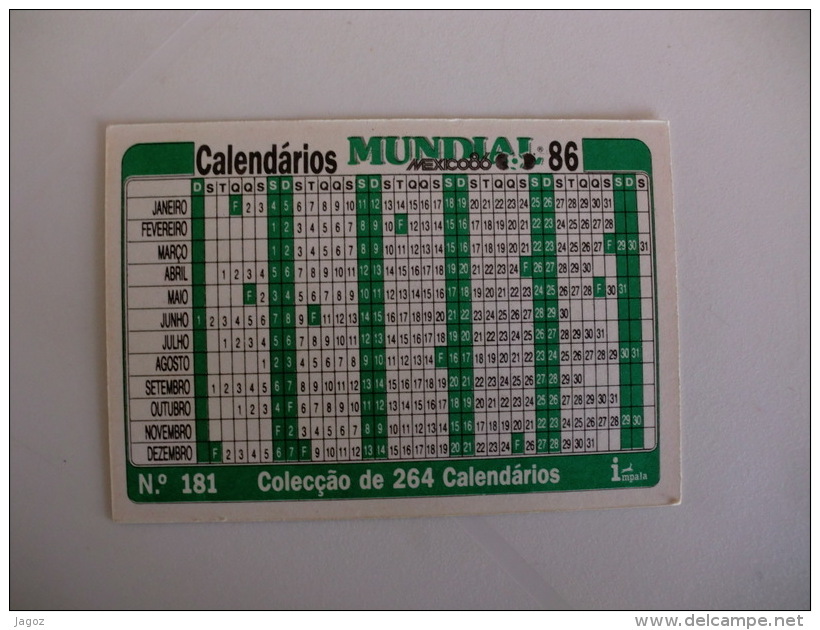 Football Futebol World Cup México 86 Scotland Willie Miller And Richard Gough Portugal Portuguese Pocket Calendar 1986 - Small : 1981-90