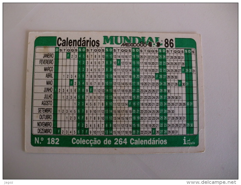 Football Futebol World Cup México 86 Scotland Graemme Souness Gordon Strachan Portugal Portuguese Pocket Calendar 1986 - Small : 1981-90